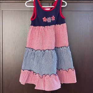 Red and blue tank dress